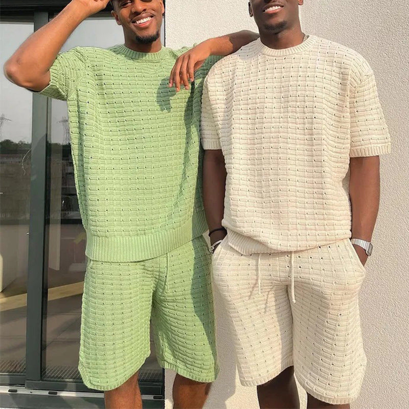 Men’s knit two-piece set
Summer casual outfit for men
Short-sleeve sweater set
Matching men’s knitwear
Men’s breathable summer set
Lightweight knitted shorts and t-shirt for men
Cozy short-sleeve knit lounge set
Trendy summer streetwear for men
