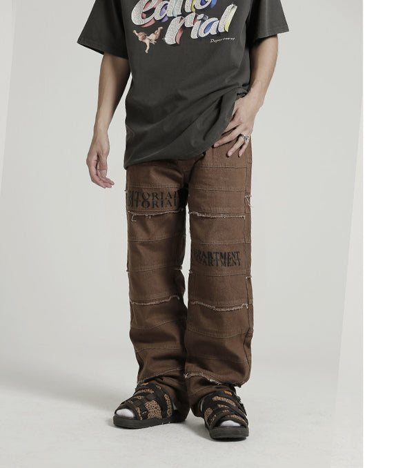 Men's jeans, Distressed jeans,
Cargo pants,
Layered jeans, urban jeans, men's cargo pants, straight-leg jeans, distressed look, street style,
Hip-hop style,
Straight-leg jeans,
Urban fashion,
Casual wear,
Streetwear,
Fashionable jeans,
Trendy cargo jeans,
Comfortable fit,
Rugged denim,
Versatile pants,
Music festival outfit,
Street style,
Relaxed fit jeans,