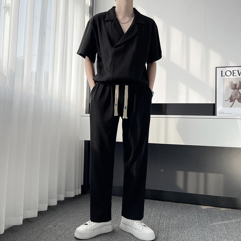Men’s co-ord set
Ribbed knit two-piece outfit
Stylish men’s casual wear
Breathable summer outfit for men
Relaxed-fit men’s set
Soft knit fabric loungewear