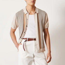 Vertical Stripe Knit Shirt

Men’s Summer Fashion

Casual Button-Down Shirt

Lightweight Collared Shirt

Retro Summer Shirt

Smart Casual Knit Shirt

Korean Men’s Style

Ribbed Shirt for Men

Soft Knit Top

Vacation Shirt Men
