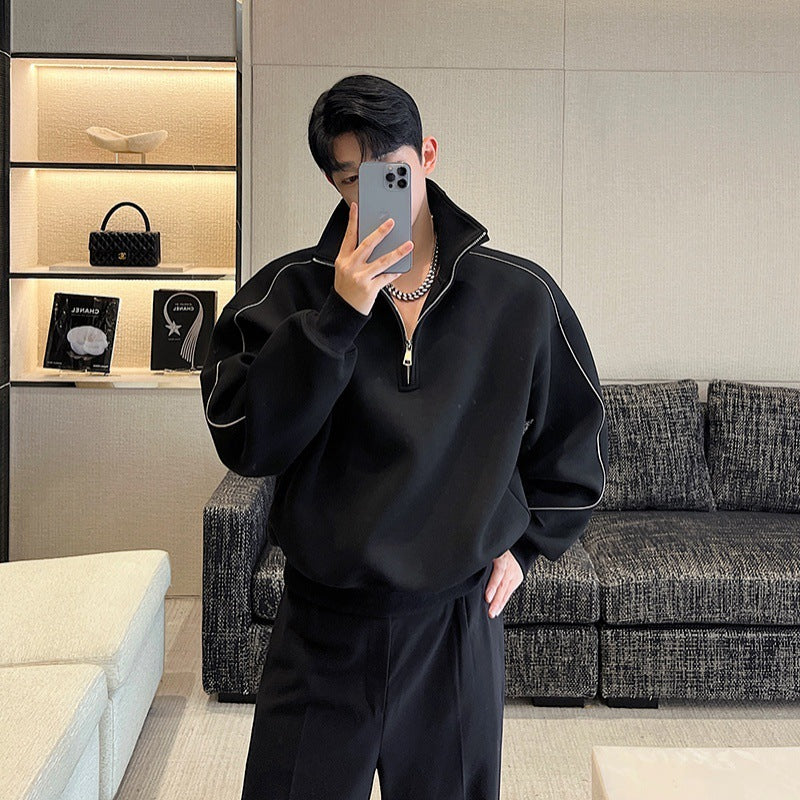 Men’s air layer sweater,
Contrast color stitching sweater,
Mosaic stand collar sweater,
Stylish men’s stand collar sweater,
Men’s lightweight sweater,
Unique color contrast sweater,
Men’s trendy mosaic sweater, Casual men’s sweater, Versatile men's knitwear,
Fashion-forward stand collar sweater,
Men’s color-blocking sweater,
Stand collar design sweater,