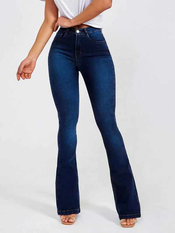 Jean évasé pour femme – Denim extensible taille haute pour un look chic