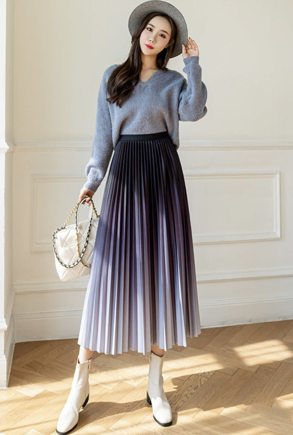 pleated midi skirt

ombre skirt

women's skirts

high waist skirt

pleated skirt outfit

elegant skirts for women