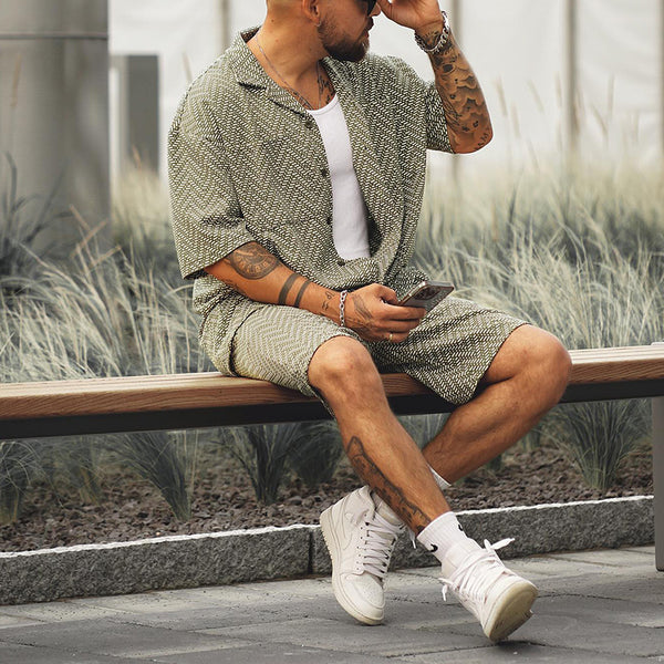 Men’s 2-piece co-ord

Summer matching set

Printed short sleeve set

Casual button-up and shorts

Vacation men’s outfit

Bohemian style menswear

Streetwear set for men

Relaxed fit summer set

Trendy co-ord men

Lightweight casual outfit