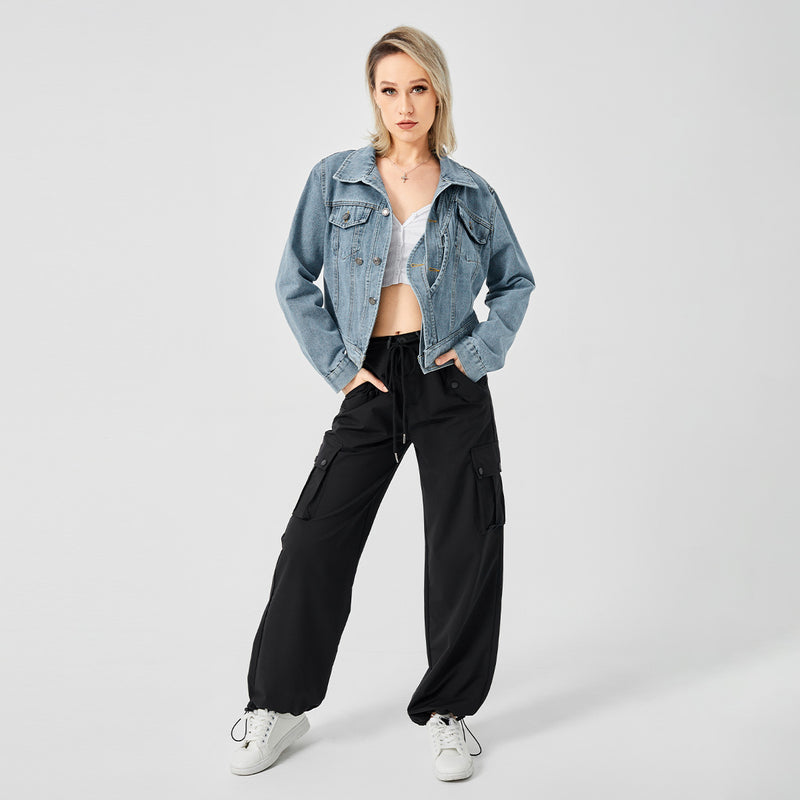Women's oversized denim jacket
Vintage washed jean jacket
Trendy streetwear denim jacket
Casual oversized jacket for women
Fashionable denim outerwear