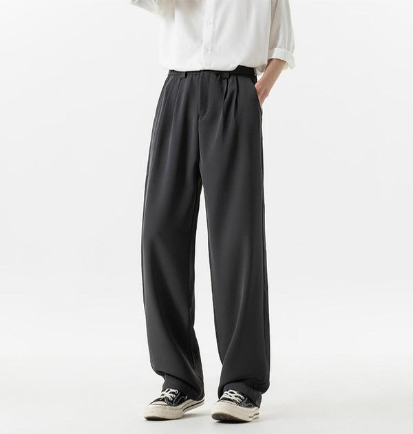 Men’s wide-leg trousers
High-waist pleated pants
Relaxed-fit dress pants
wide-leg formal trousers
Fashionable men’s pleated pants