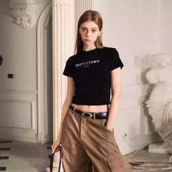 Graphic baby tee
Cropped fitted T-shirt
Trendy Y2K crop top
Minimalist aesthetic tee
Streetwear fashion t-shirt