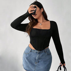 Women's Plus Size Clothing,
Square Collar Top,
Fishbone Design Top,
Stylish Plus Size Apparel,
Trendy Plus Size Fashion,
Elegant Plus Size Tops,
Comfortable Bottoming Top,
Chic Plus Size Fashion,
Versatile Women’s Top,
Everyday Plus Size Wear,
Flattering Plus Size Fit,
Unique Fishbone Detail,
Casual Plus Size Style,
Must-Have Plus Size Tops,
Fashion-Forward Women’s Clothing,
Perfect for Layering, 