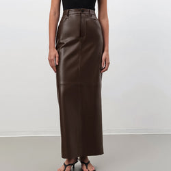 Faux Leather Skirt, Brown Pencil Skirt, Vegan Leather Maxi, Minimalist Fashion, PU Leather Skirt, High Waist Skirt, Fall Skirts, Streetwear Women, Chic Office Skirt