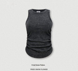 Washed Essential Ruched Tank Top – Sleeveless Vintage Streetwear