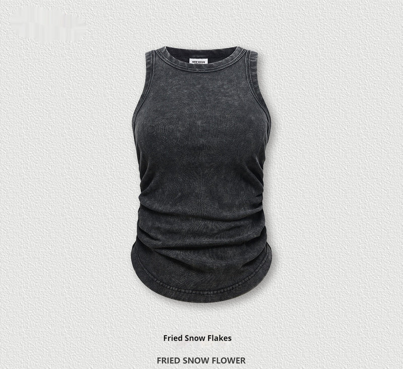 Washed Essential Ruched Tank Top – Sleeveless Vintage Streetwear