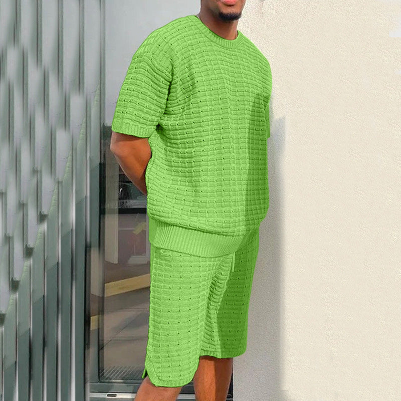Men’s Knit Cord Set – Short-Sleeve Top & Shorts - Summer Co-Ord Outfit