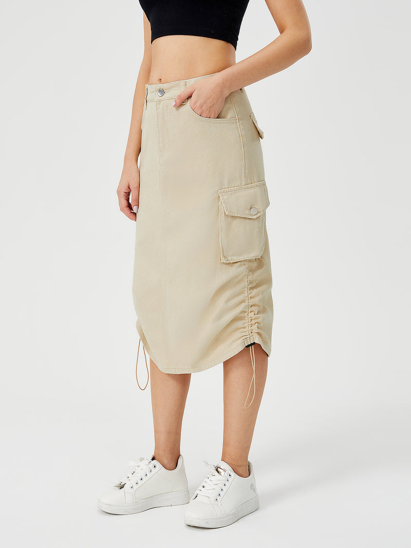 Women's Cargo Midi Skirt – Utility Style Streetwear