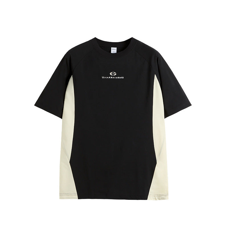 Unisex Oversized Streetwear T-Shirt – Trendy Contrast Panel Loose Fit Tee