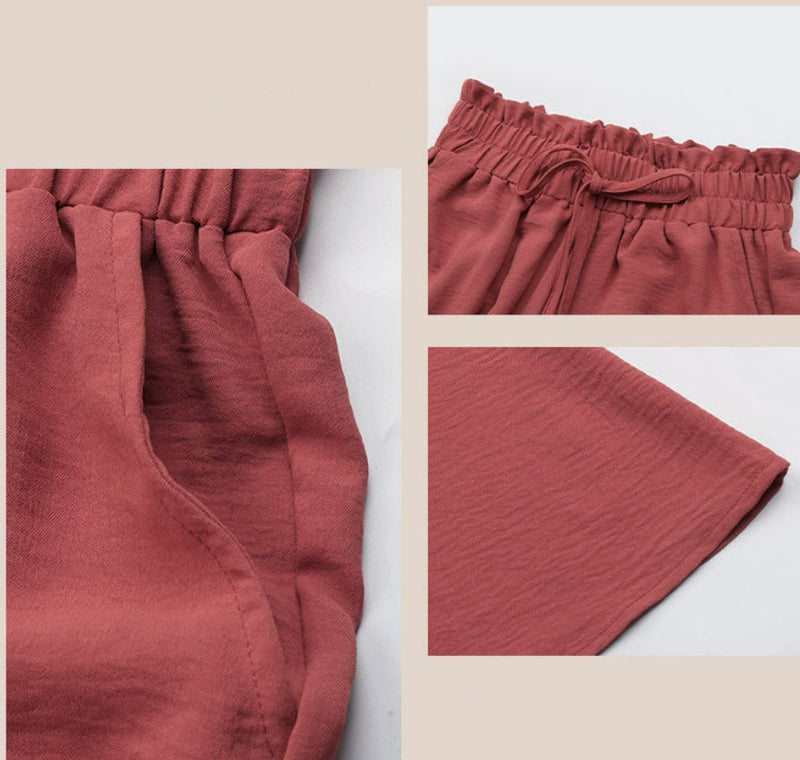 Frill Tied Wide Leg Pants - High Waisted Palazzo Trousers