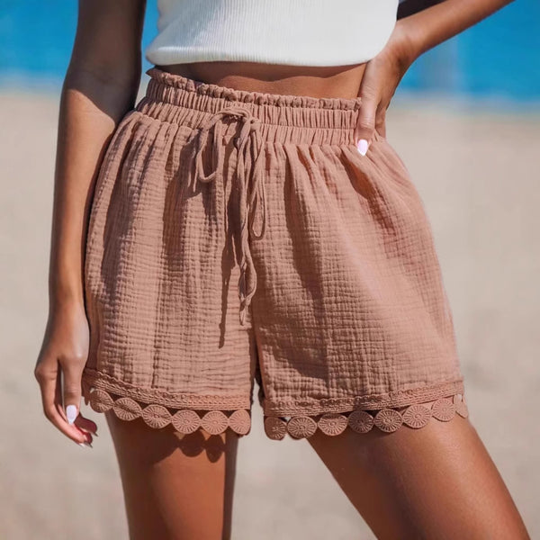 trim shorts
high waist shorts
beach shorts
summer shorts
casual shorts
stylish shorts
drawstring shorts
stylish trim shorts
drawstring trim shorts
decorative trim shorts