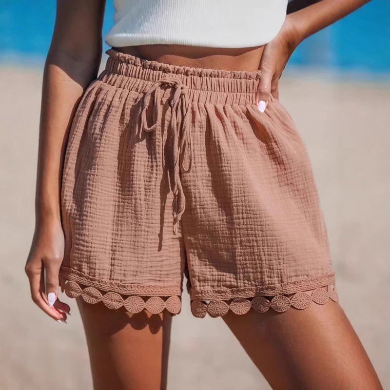 trim shorts
high waist shorts
beach shorts
summer shorts
casual shorts
stylish shorts
drawstring shorts
stylish trim shorts
drawstring trim shorts
decorative trim shorts