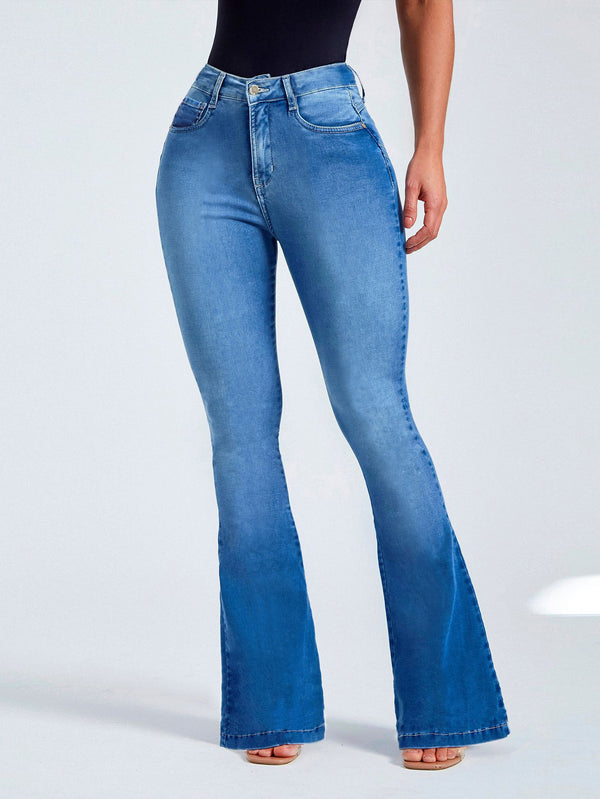 women's flared jeans, bell-bottom jeans, high-waisted jeans, trendy denim, stretch jeans,  retro wide-leg jeans, vintage bootcut jeans,