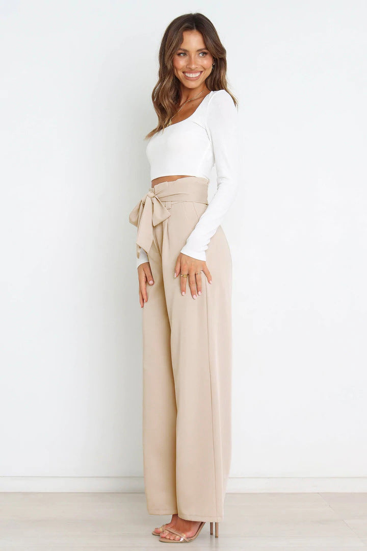 wide leg pants
tie waist pants
high waisted trousers
casual trousers
wide leg bottoms
comfortable pants
stylish trousers
everyday pants
flowy pants
relaxed pants