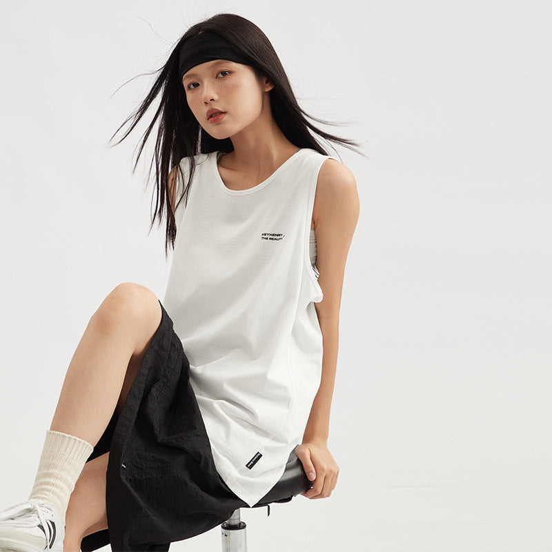 Túnica minimalista sin mangas: ropa urbana informal de gran tamaño