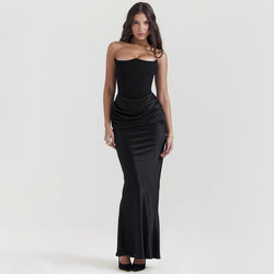 strapless maxi dress
draped maxi dress
formal gown
strapless gown
wedding dress
special occasion dress
elegant dress
sophisticated draped dress
contemporary formal gown
chic strapless maxi dress