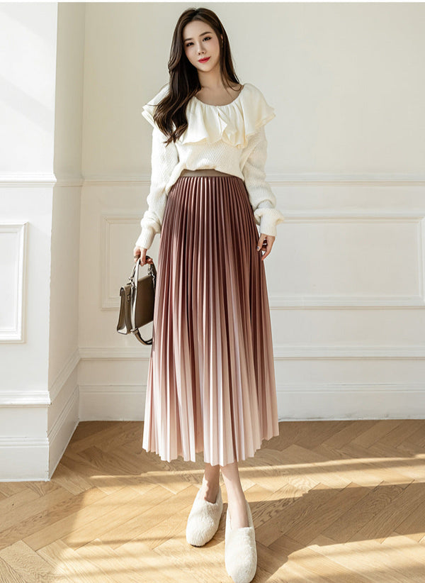 pleated midi skirt

ombre skirt

women's skirts

high waist skirt

pleated skirt outfit

elegant skirts for women