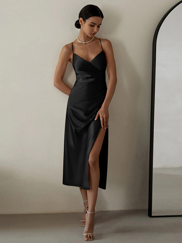 satin dress, slip dress, evening dress, party dress, cocktail dress, elegant dress, formal dress, wedding guest dress, silky dressdate night outfit, classy midi dress