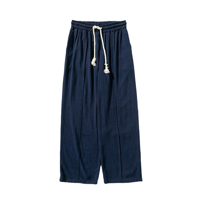 Men’s linen pants, wide leg linen trousers, drawstring pants men, rope tie pants, natural fabric trousers, loose fit summer pants, casual beach pants, boho men’s clothing, relaxed fit men’s fashion, minimalist men’s pants