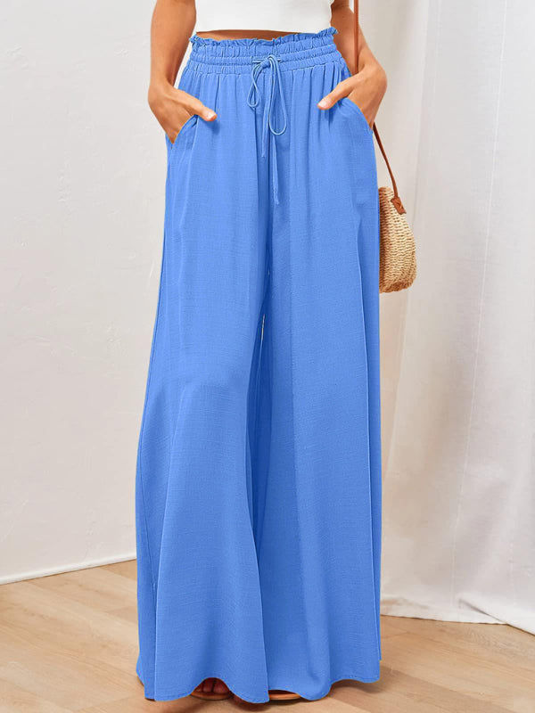  white palazzo pants, wide-leg trousers, high-waisted flowy pants, summer beach pants, elegant white trousers, lightweight boho pants, breathable linen pants, vacation-ready trousers, stylish resort wear, casual chic palazzo.