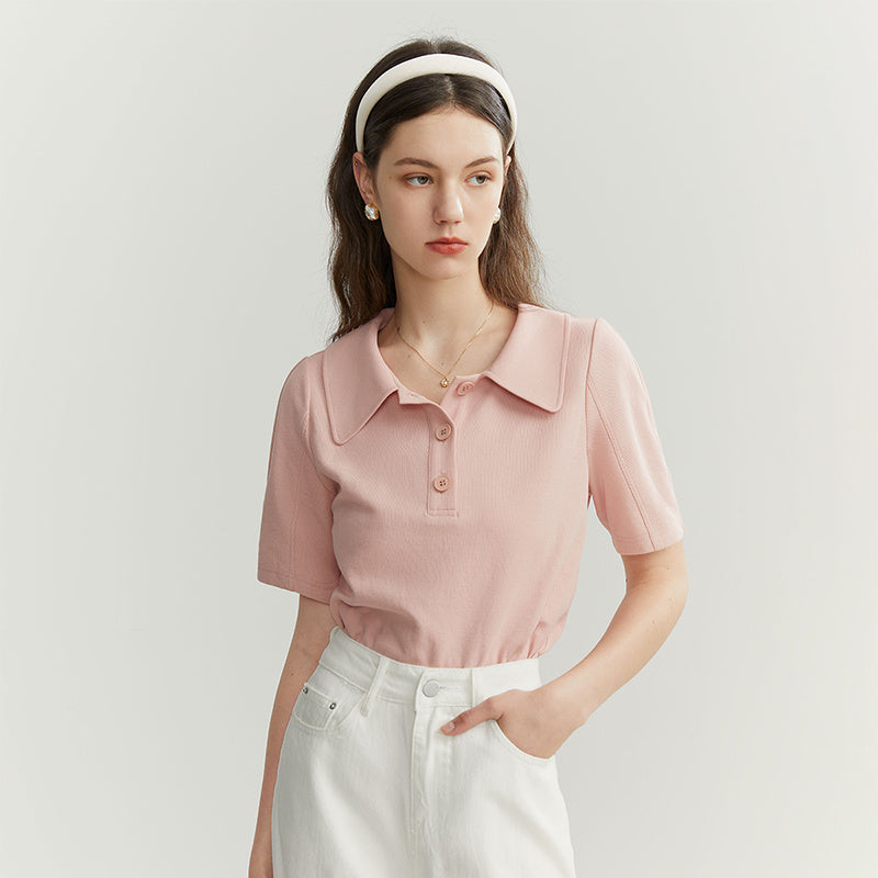 Chemise élégante à manches courtes et col polo – Décontractée et chic