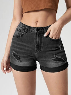 ripped shorts
denim shorts
high waist shorts
distressed shorts
frayed shorts
edgy shorts
stylish distressed shorts
high rise ripped shorts
fashion ripped shorts
trendy distressed denim shorts