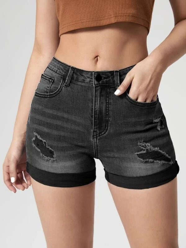 ripped shorts
denim shorts
high waist shorts
distressed shorts
frayed shorts
edgy shorts
stylish distressed shorts
high rise ripped shorts
fashion ripped shorts
trendy distressed denim shorts