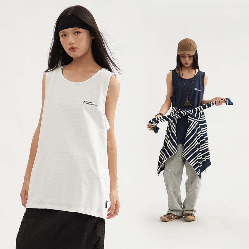 Túnica minimalista sin mangas: ropa urbana informal de gran tamaño