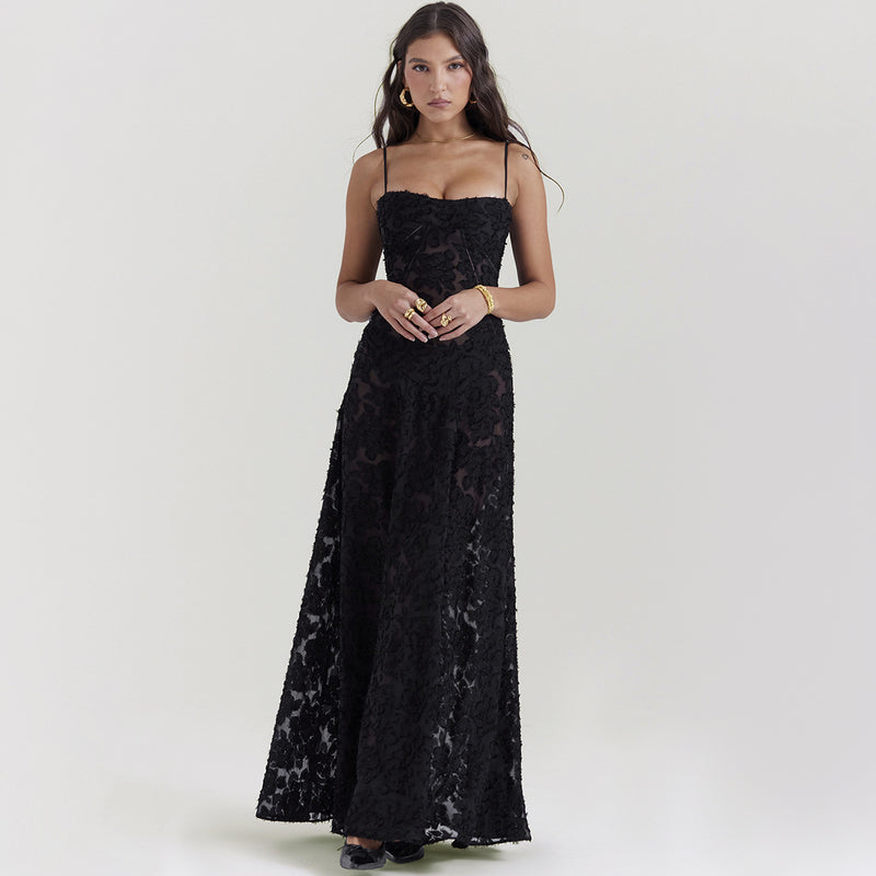 floral maxi dress
embossed maxi dress
formal gown
sleeveless gown
wedding dress
special occasion dress
textured maxi dress floral
sophisticated maxi gown
contemporary formal dress