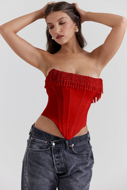 pearl corset top
fringe corset top
strapless bustier
elegant bustier
statement bustier
evening bustier
special occasion top
special occasion pearl corset
embellished pearl corset top
unique pearl corset top
glamorous pearl corset top