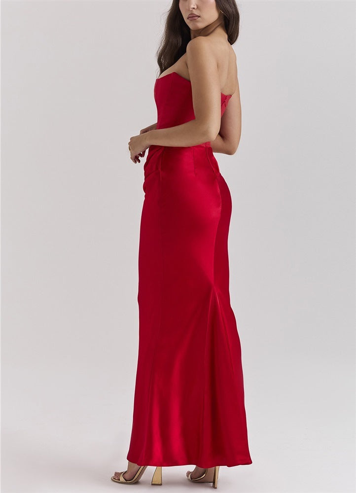 strapless maxi dress
draped maxi dress
formal gown
strapless gown
wedding dress
special occasion dress
elegant dress
sophisticated draped dress
contemporary formal gown
chic strapless maxi dress