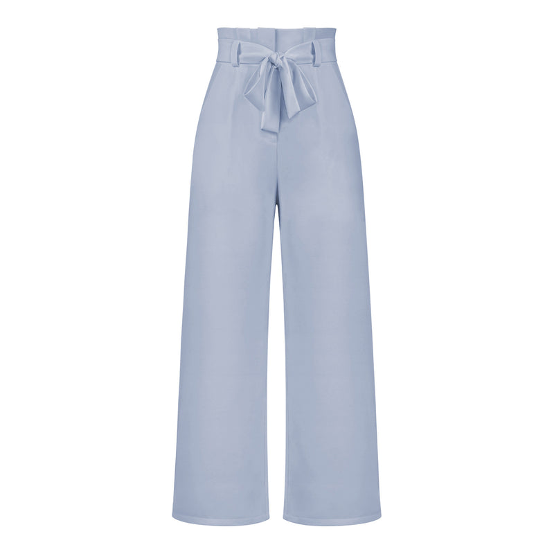 Tie Waist Wide Leg Pants - High Waisted Casual Trousers