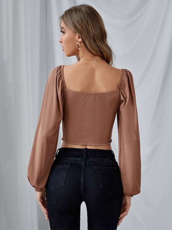 Women's tops,
Lantern sleeve top,
Drawstring top,
Wood ear trim,
Casual top,
Stylish top,
Fashionable tops,
Chic tops,
Comfortable tops,
Trendy women's wear,
Versatile tops,
Elegant tops,
Lightweight tops,
Everyday wear,
Fashion tops,
Unique tops, 
Contemporary styles,
Wardrobe essentials,
Flattering fits,
Stylish designs,