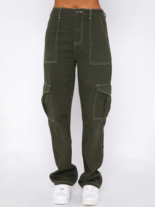 Pantalones cargo de cintura alta para mujer: pantalones utilitarios de moda urbana 