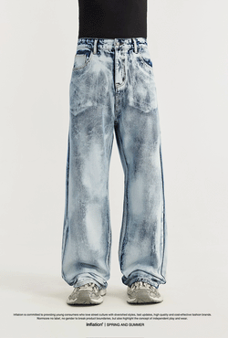  men's baggy jeans, acid-wash denim, vintage washed jeans, wide-leg jeans, streetwear denim, retro-style jeans, relaxed fit jeans, 90s fashion jeans.