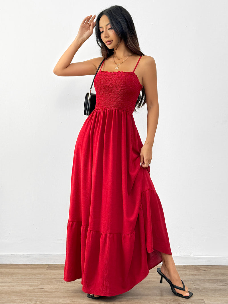 red maxi dress

summer dresses for women

spaghetti strap dress

long dresses for vacation

casual summer dressessmocked bodice maxi dress

spaghetti strap vacation dress

casual maxi dress with pockets

lightweight travel dress

breathable summer dress

ruched top flowy dress

