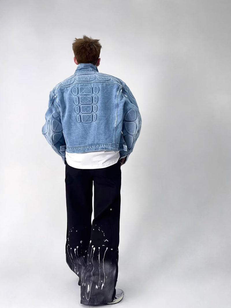 Men's ripped jacket,
Motorcycle denim jacket,
Ripped denim jacket, Casual outerwear,
Motorcycle jacket,
Stylish men's jacket,
Trendy denim jacket,
Essential outerwear,
Cool men's jacket,
Effortless style,
Timeless jacket,
Comfortable jacket,
Men's casual jacket,
Biker jacket,
Distressed denim jacket,
Quality denim,
Bold design,