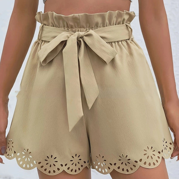 scalloped shorts
tie waist shorts
high waist shorts
beach shorts
summer shorts
casual shorts
tie waist scalloped shorts
decorative hem shorts
feminine scalloped shorts