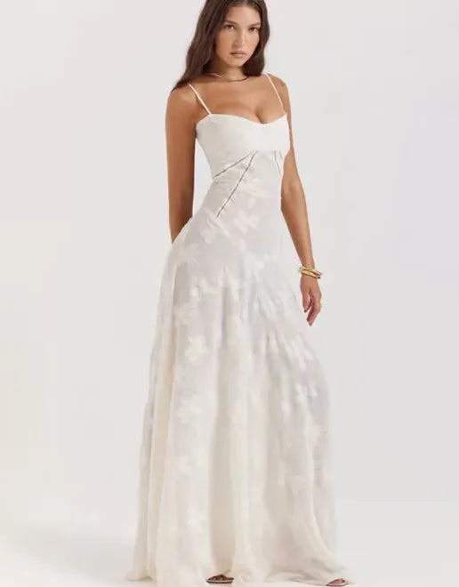 floral maxi dress
embossed maxi dress
formal gown
sleeveless gown
wedding dress
special occasion dress
textured maxi dress floral
sophisticated maxi gown
contemporary formal dress