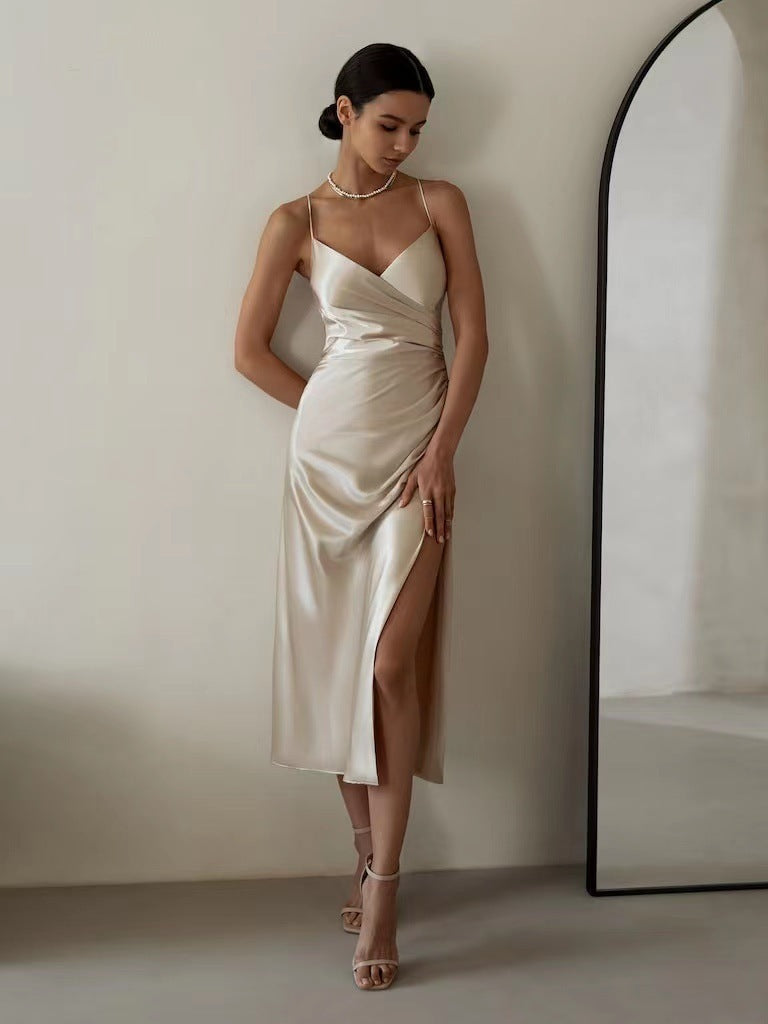 midi slip dress
strap midi dress
elegant dress
formal dress
evening dress
cocktail dress
chic dress
sophisticated midi dress
side slit midi dress
classic midi dress