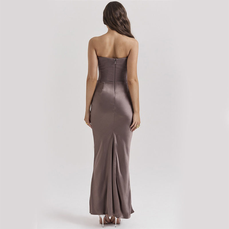 strapless maxi dress
draped maxi dress
formal gown
strapless gown
wedding dress
special occasion dress
elegant dress
sophisticated draped dress
contemporary formal gown
chic strapless maxi dress