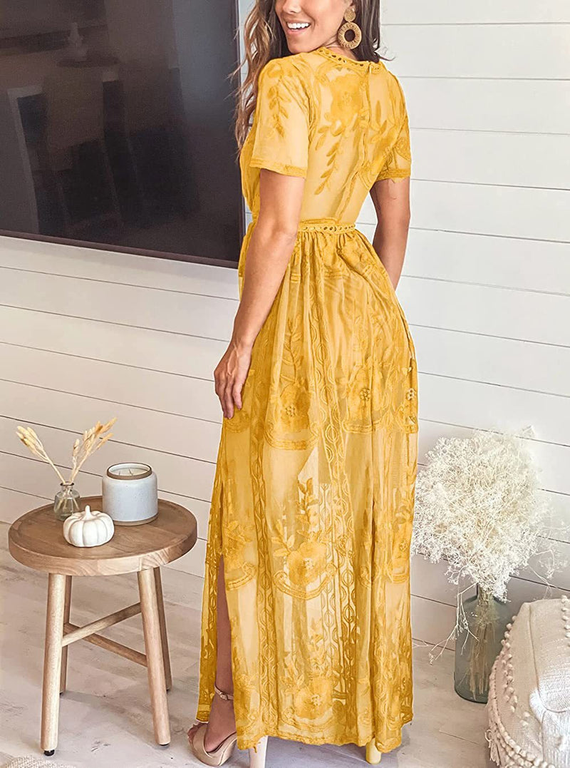 maxi lace dress
v neck lace dress
sheer maxi dress
elegant dress
formal dress
evening dress
romantic dress
special occasion lace dress
delicate lace resort wear
sophisticated lace evening dress
